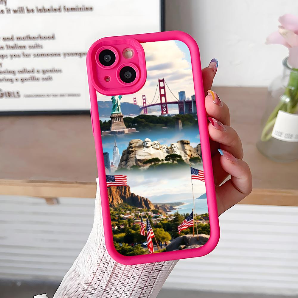 

USA America Flag Thicken TPU Mobile Phone Case for iPhone 17 16 15 14 13 12 11 Air Pro Max Plus Colorful Cover iPhone 13 Pro