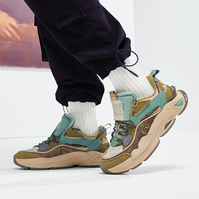 Peak Taiji Yiyi X Louvre Museum Collaboration Fashion Casual Dad Shoes Men sneakers Yellow Gray Olive E04487E