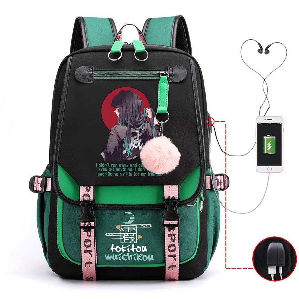 Ghost extermination surrounding animation schoolbag large capacity with usb academy wind junior high school student casual backpack