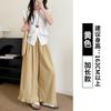 Women's High Waist Wide Leg Pants Ruffle Palazzo Pants Korean Casual Summer Non-stretch Drape Trousers