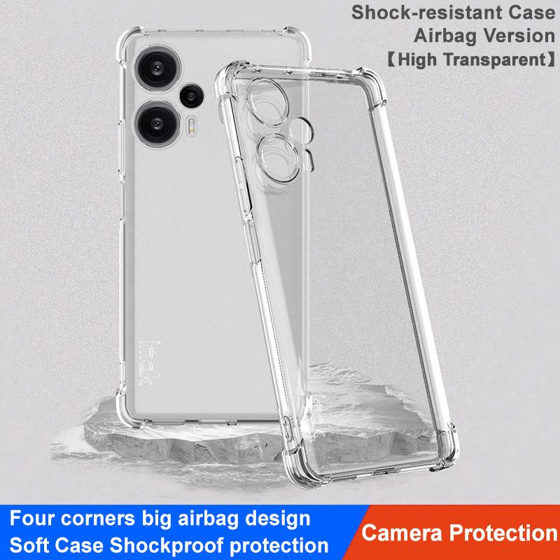 

IMAK For Xiaomi Redmi Note 12 Turbo/Poco F5 5G Flexible TPU Phone Case Clear Shockproof Airbag Cover Transparent
