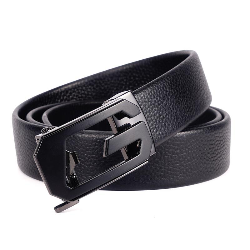 Men'S Leather Belt High-End Business Belt First Layer Cowhide Casual Versatile Automatic Buckle Business Belt Men'S