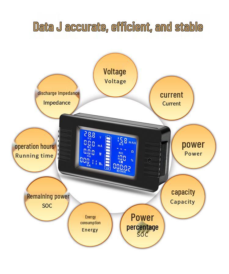 PZEM013/015 Battery Tester: Voltage, Current, Power, Capacity, Internal Resistance, Remaining Power Meter