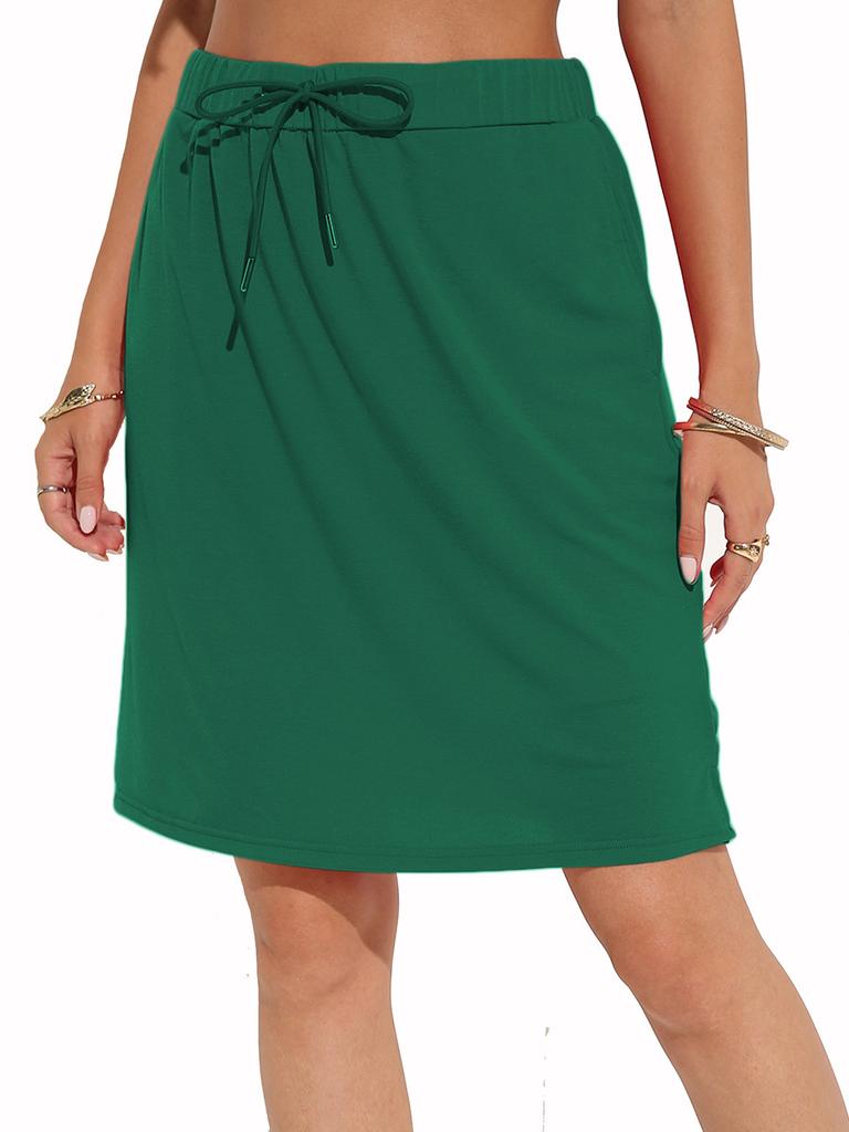 European and American Women's Spring and Summer Temperament Lace-up Solid Color Skirt Two-layer Short Skirt