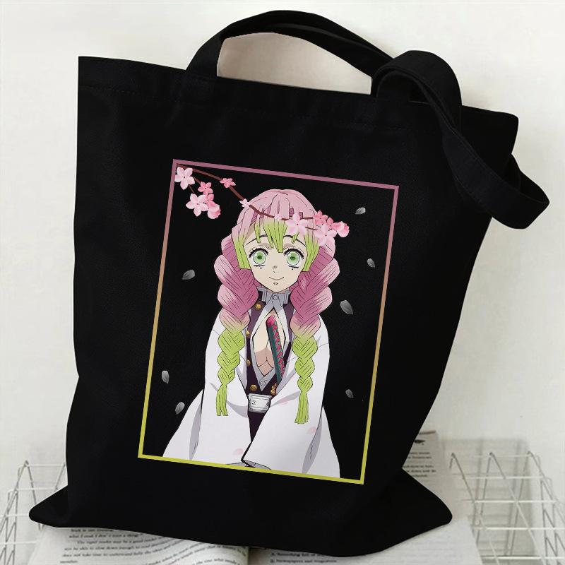 Japan Kanroji Mitsuri Demon Slayer Cartoon Printed Canvas Bag, Student Shoulder Bag/tote Bag for Class 7548