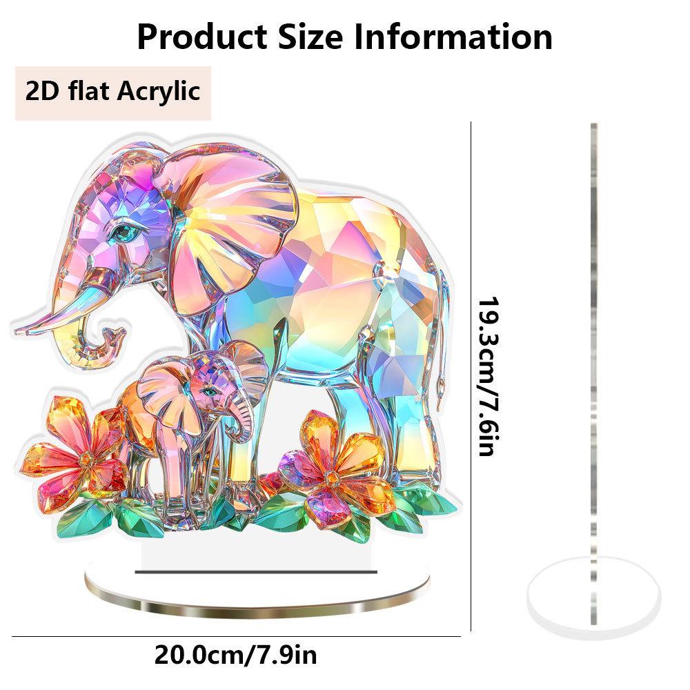 Colorful Animal Figurines Acrylic Decorative Plaque 2D Flat Owl Rooster Tabletop Decor with Base Decorations and Stand