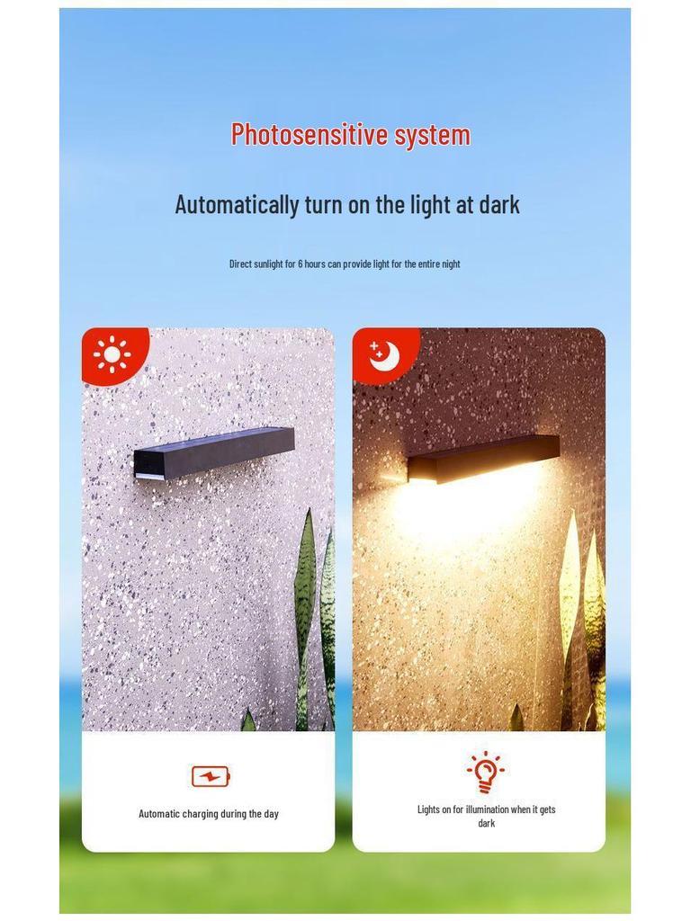 Solar Waterproof Wall Lamps for Garden, Villa, Courtyard, Balcony, and Fence Lighting