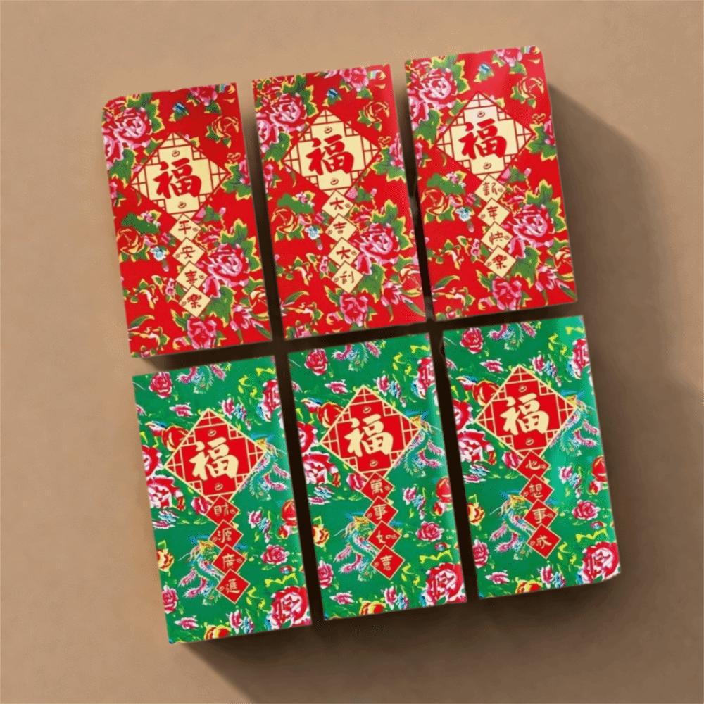 6Pcs Chinese Style 2026 New Year Red Envelope Paper Lucky Money Bag Red Pocket Lunar New Year