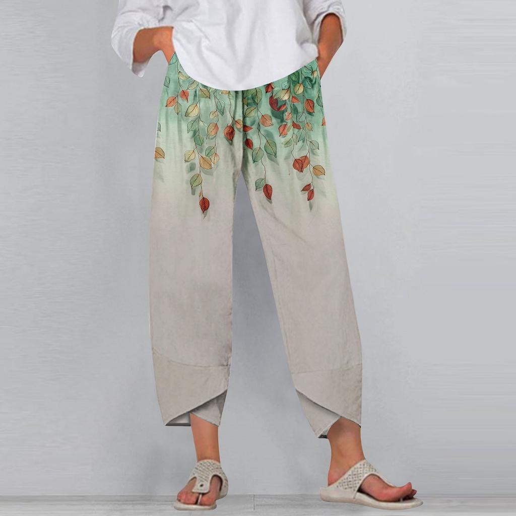 Women's Pants  With Pockets Casual Trousers Pants For Women Summer Casual Wide Leg Elastic Waist Pants With Pockets