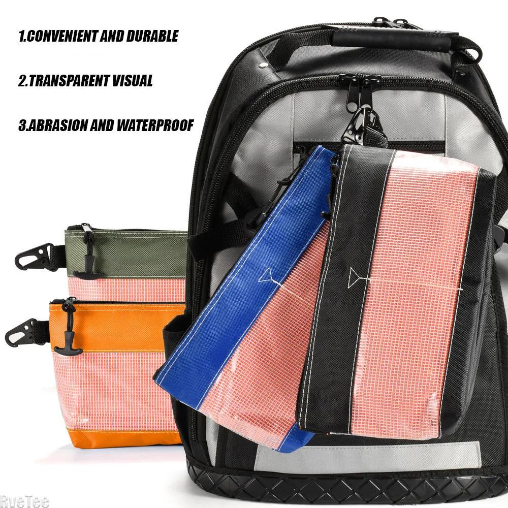 Transparent PVC Waterproof Storage Bag with Zipper Anti-static Hardware Tool Pouch Portable Parts Packaging for Electrician