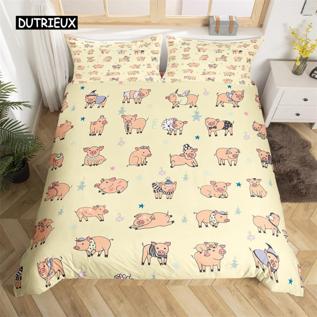 Cartoon Animal Duvet Cover Twin King Cute Cat Bedding Set Microfiber Paw Butterfly Floral Comforter Cover For Kids Girl Bedroom