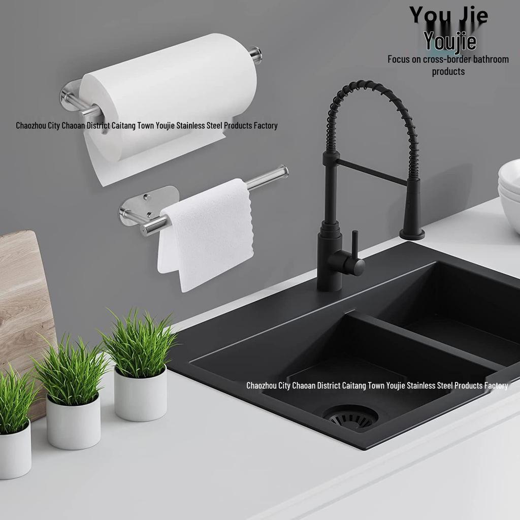 Retractable Adhesive Tissue Holder for Kitchen & Bathroom - Punch-Free Installation