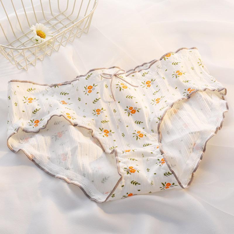 Baumwollslips Damenunterwäsche Slip Mode Floral Komfort Slips Mittelhoch Nahtlose Unterhosen Damen Lingerie