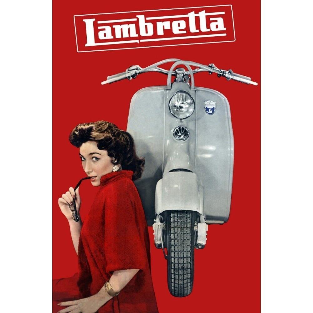 

Lambretta Advert Red Vintage Retro style Metal Sign, man cave, garage, gift 20x30cm（7.8x11.8inch）