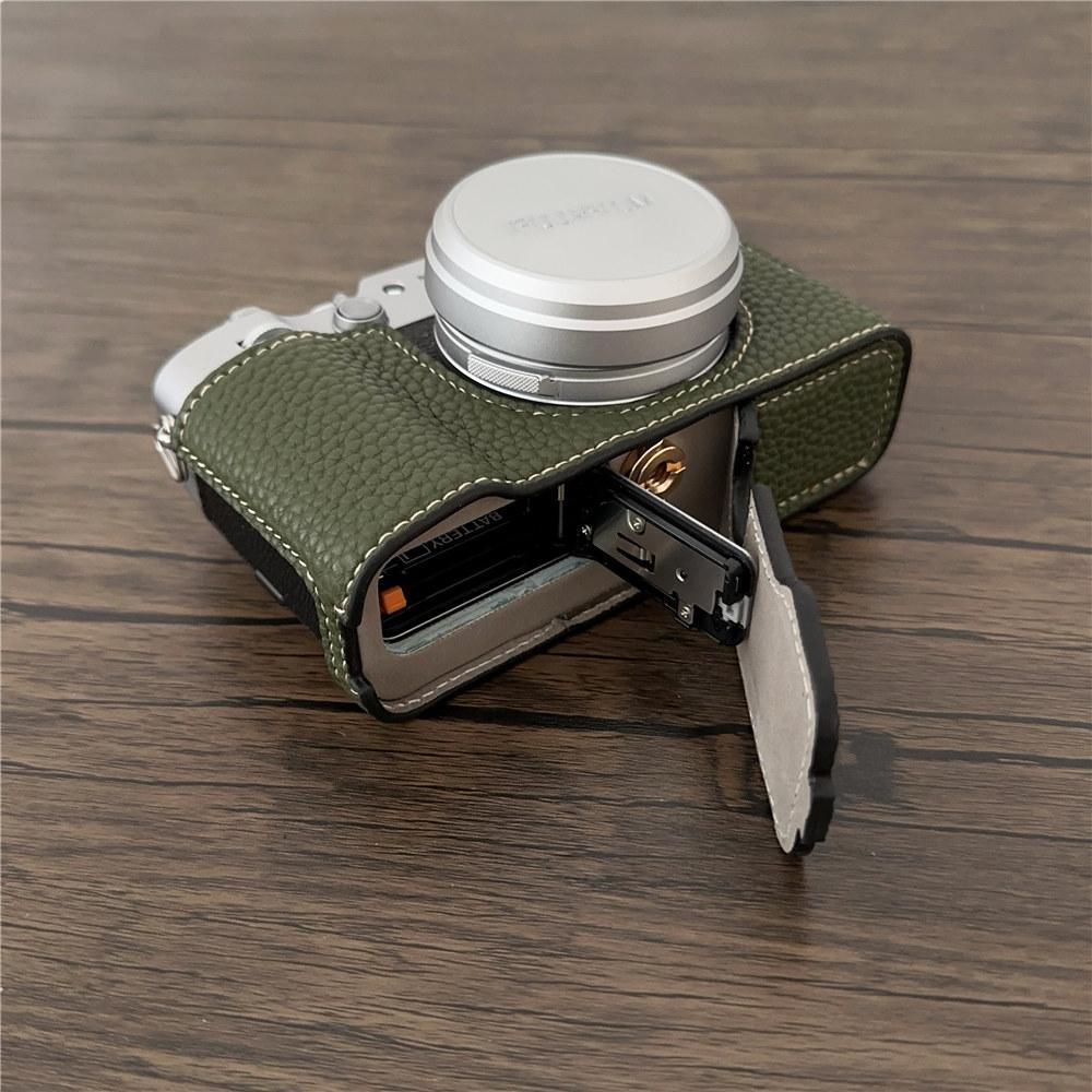 Luxuriöse X100VI PU-Leder Kamera Halbtasche für Fujifilm X100VI Batterieöffnung Bodenabdeckung