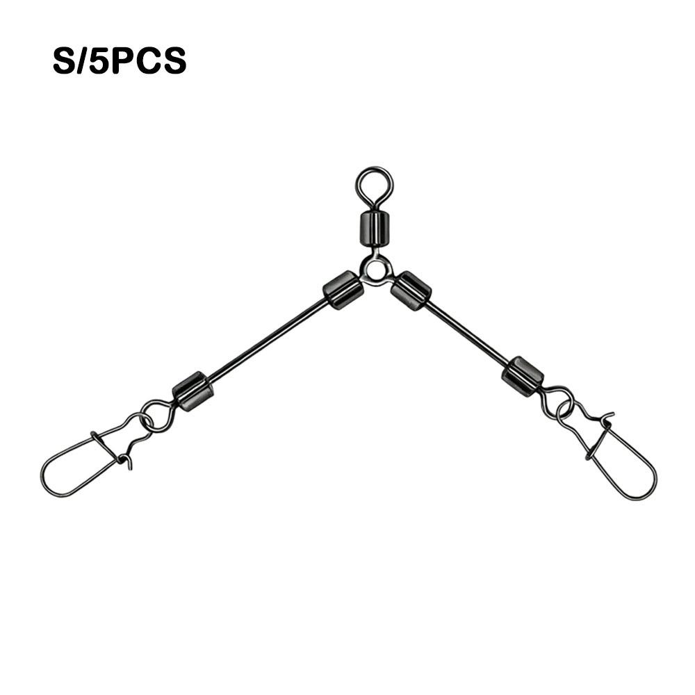 

5pcs Terminal Tackle Stainless Steel 3 Way Swivels Long Leg O-type Fishing Swivels Cross-line Swivels Freshwater Fishing