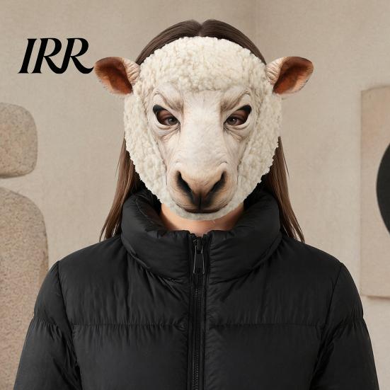 Máscara de Oveja con Visión Clara Máscara de Animal Realista, Oso Pardo Cara Completa Suave Cosplay para Fiesta de Disfraces de Halloween Accesorios Textura del Pelo