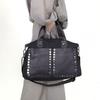 Women'S Mesh Splicing Leather Handbag Large Capacity Retro Rivet Messenger Bag
