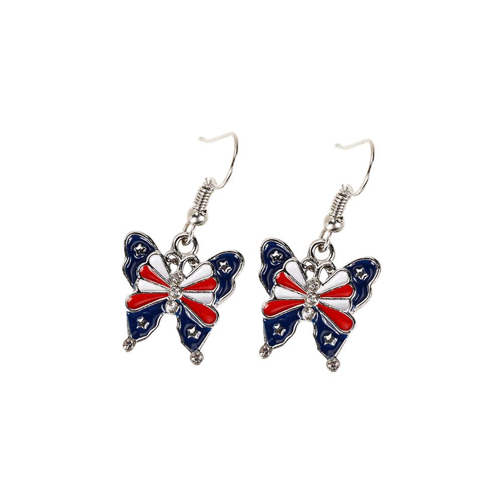 1 Pair American Flag Butterfly Boots Yeah Cowboy Hat Angle Wing Drop Earrings For USA Patriot Party Jewelry Festival Gift