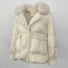 OFTBUY Autumn Winter Fashion Fox Fur Collar Spliced 90% White Duck Down Thickened Warm Women Korean Style Loose Casual Down Jacket