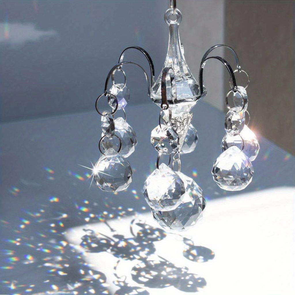 1pc Crystal Suncatcher, Glass Prism Rainbow Maker Chandelier For Window Pendant, Garden Art, Balcony, Office, Fall Decor