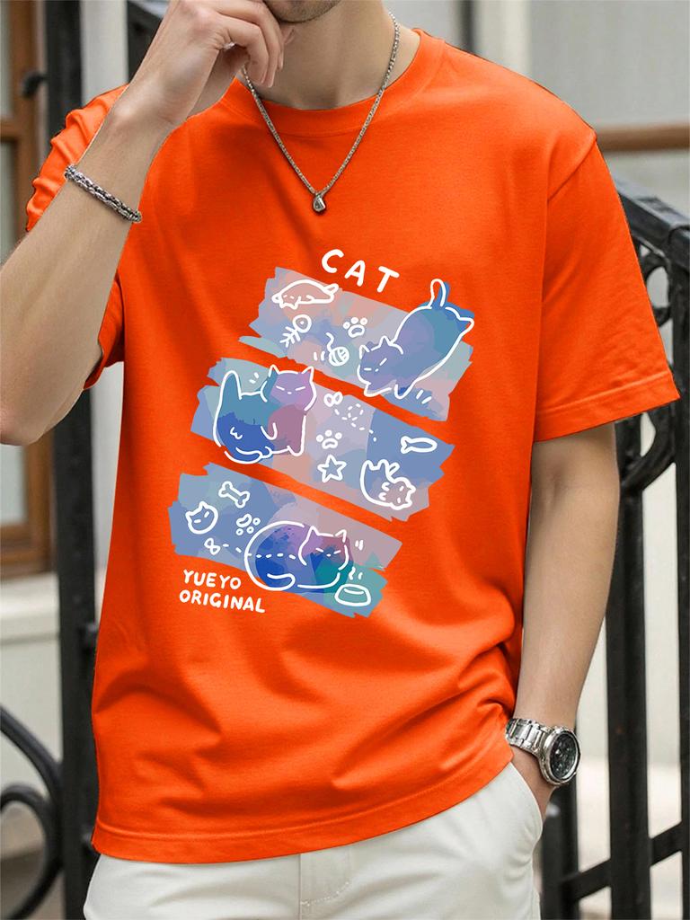 Colorful Three Cats Trendy Printing TShirts Womens Summer Cotton Short Sleeve Tees ONeck Comfortable Loose Tops Casual Clothes