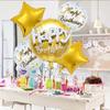 5pcs birthday balloon set, birthday round star-shaped foil balloon with Happy birthday letters, birthday party