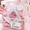 Multi-layer Transparent Pencil case Zipper Stationery Box Personality Transparent Pen Bag  Children