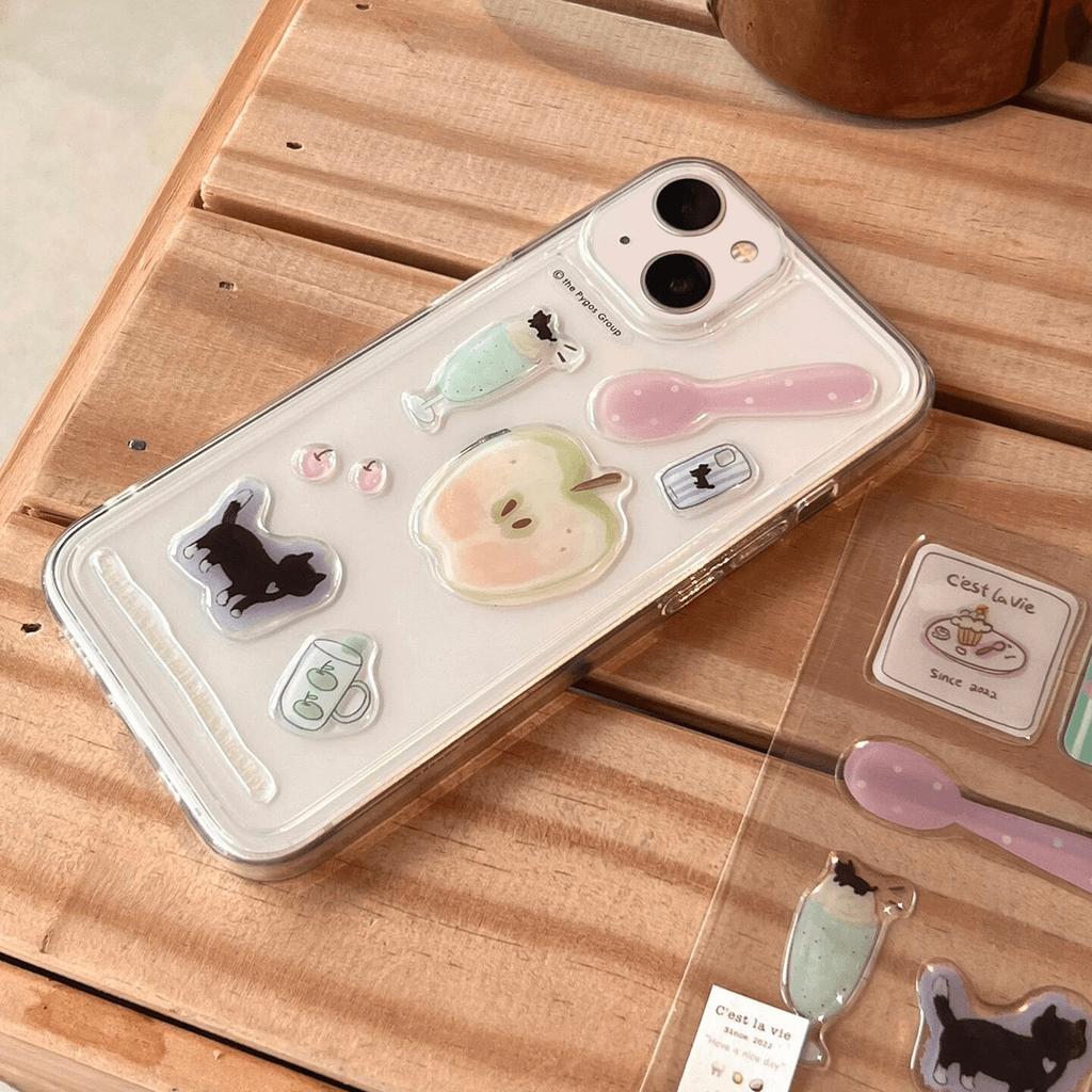 Zelené jablko DIY samolepka pro pouzdro na mobilní telefon Apple 11Promax 11promax vysoká průhlednost velký otvor odolné proti výbuchu IP11