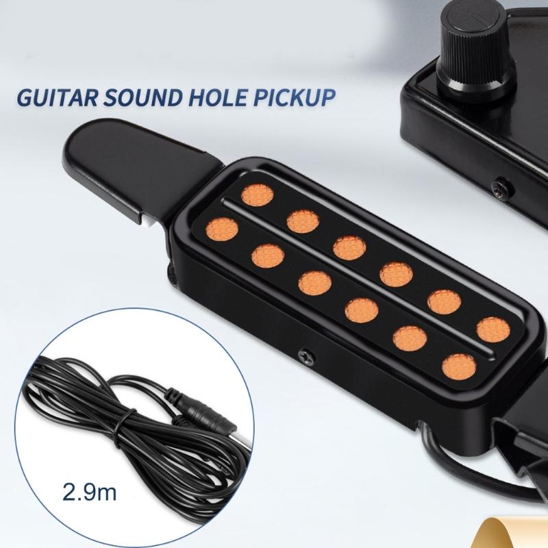 12 Hole Acoustic Guitar Pickup Sound Hole Pickup Magnetic Transducer with Volumes Tone Tuner Guitar Accessories