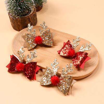 1/2 Pezzi Fermagli per Capelli Fiocco Scintillante Oro Vintage per Bambine Fermagli per Capelli Bambini Carini Barrettes Accessori per Capelli Bambini Natale