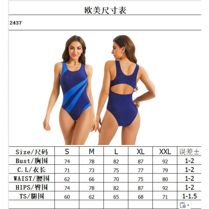 Womens Racerback Colorblock High-Waisted One-Piece Swimsuit Swimming Training Water Sports