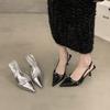 Baotou High-Heel-Sandalen flach Frühling neu hinten leer dünner Absatz Temperament spitz Einzelne Schuhe Damenschuhe