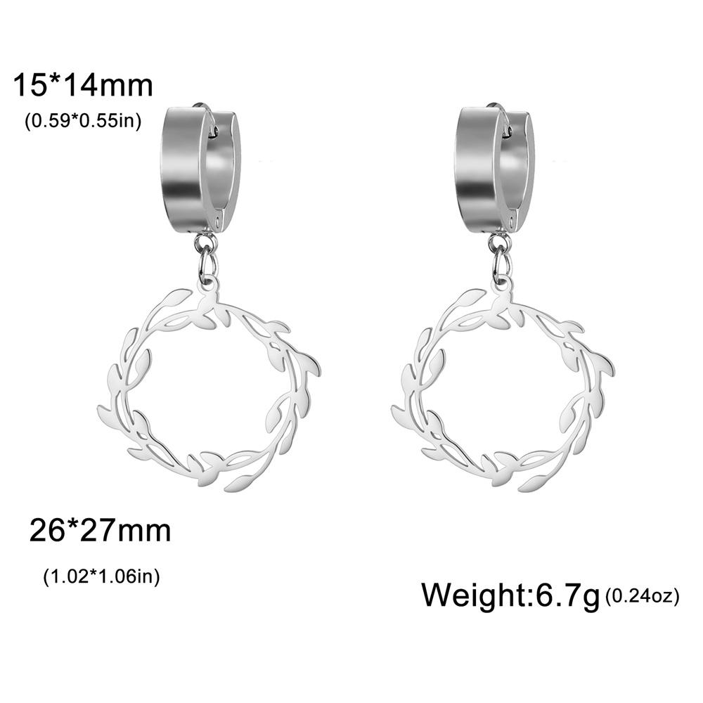 My Shape Olive Leaves Drop Earrings for Women Girls Stainless Steel Round Dangle Earring Jewelry Elegant Wedding Engagement Gift