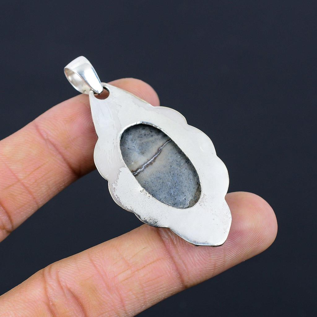 Womens Day Deal 925 Silver Oval Polychrome Jasper Stone Birthday Wedding Pendant