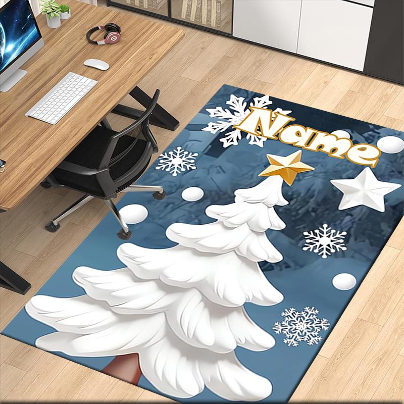 Custom Name Christmas Printed Carpet, for Office Chair Living Room Bedroom Kitchen Room Decor Gifts.