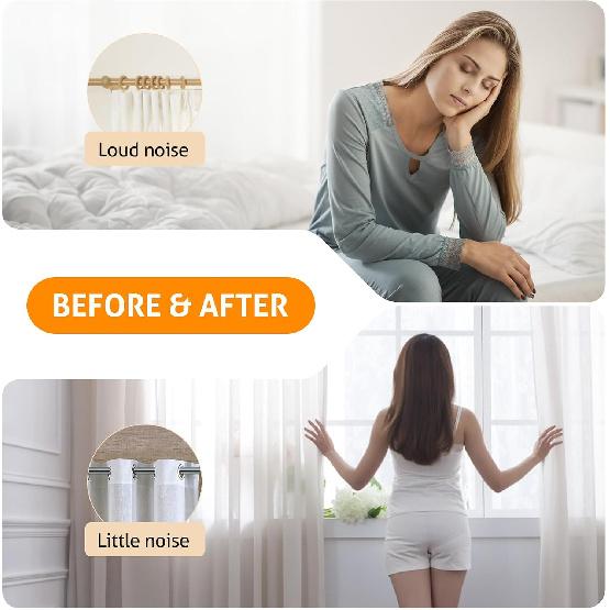 WICHEMI 50PCS Curtain Grommet, Curtain Eyelet Rings Clips Inner Diameter 1-9/16"(40mm) Nanoscale Grommets for Curtain Low Noise Roman Ring for Window