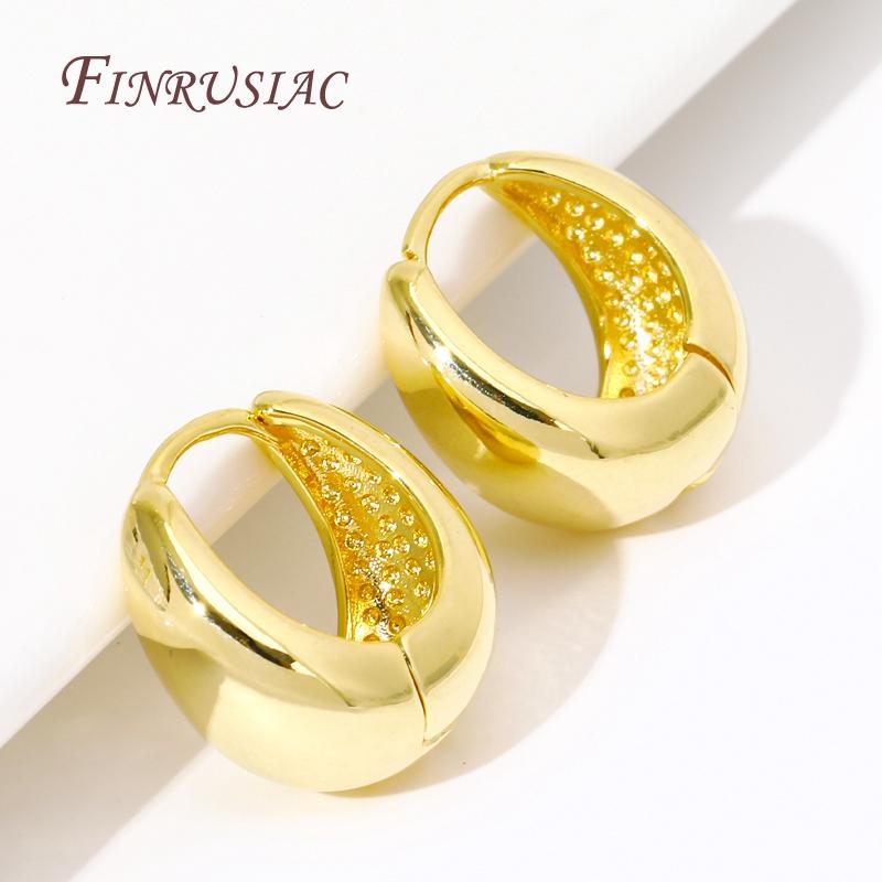 Trendy U Shape Earring Hoops Female 18K Gold Plated Brass Metal Earrings For Women Thick Chunky Huggie Earrings Jewelry