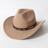 New Western-style Ethnic Woolen Roll-brimmed Fedora Hat for Autumn and Winter, Fashionable and Versatile for Both Men and Women