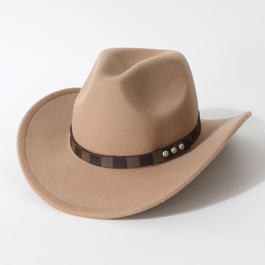 New Western-style Ethnic Woolen Roll-brimmed Fedora Hat for Autumn and Winter, Fashionable and Versatile for Both Men and Women