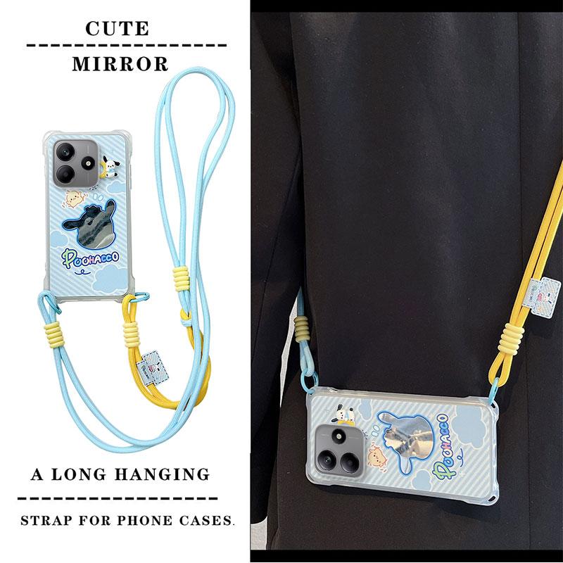 KEYSION Umhänge-Handyhülle für Redmi Note 14 4G 5G Niedliche Cartoon-Hülle mit langem Lanyard und Spiegel, stoßfeste Hülle für Redmi Note 14 5G