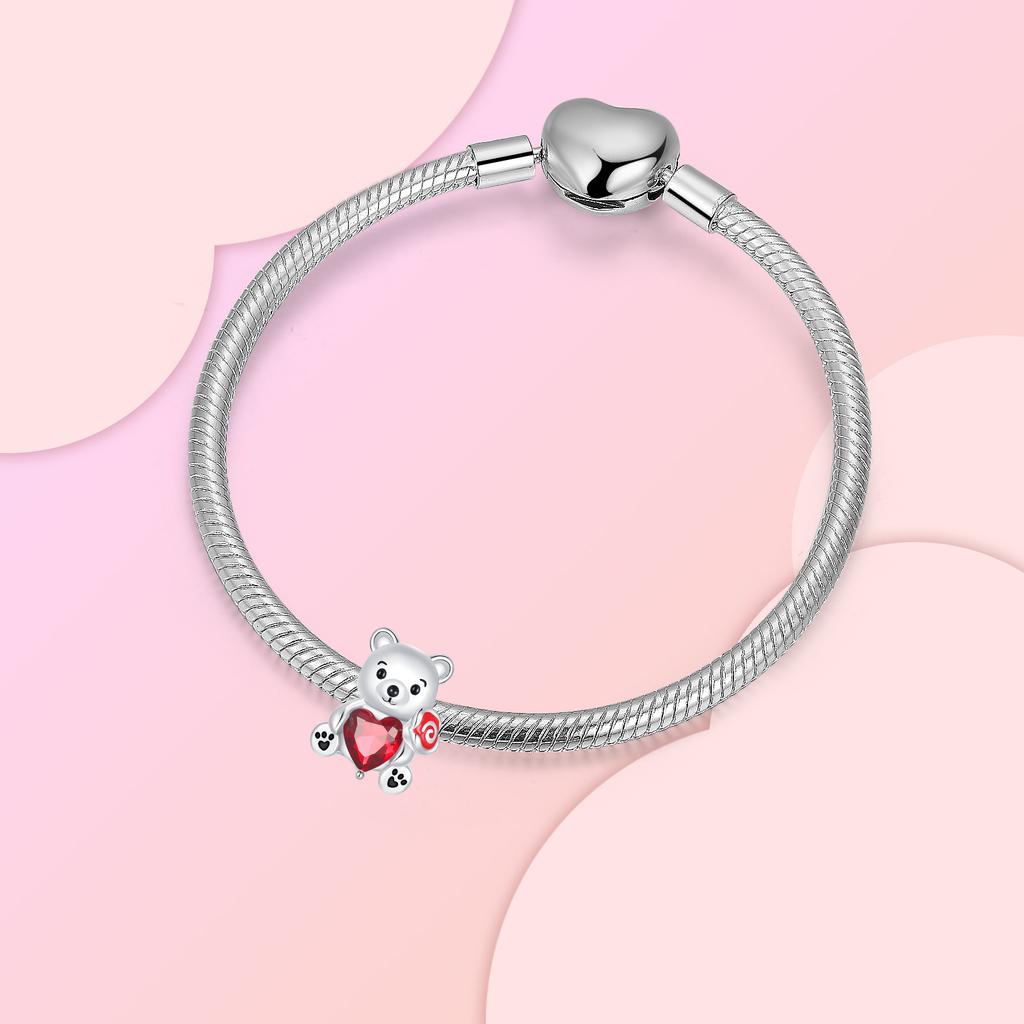 Original Copper Bear Rose Beads Love Zircon Inlaid Charms Fit Diy Bracelet Necklace Jewelry Gift Marking