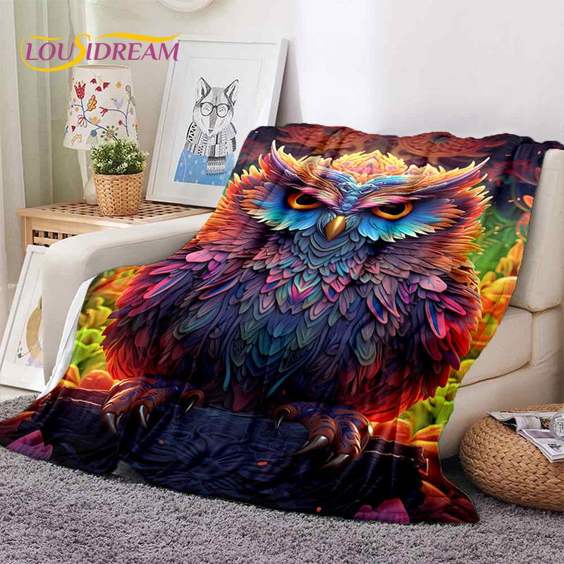 3D Cute Owl Eagle Birds Cartoon HD Soft Flannel Blankets,Throw Blanket Comfortable Blanket for Picnic Beds Home Bedroom Kid Gift