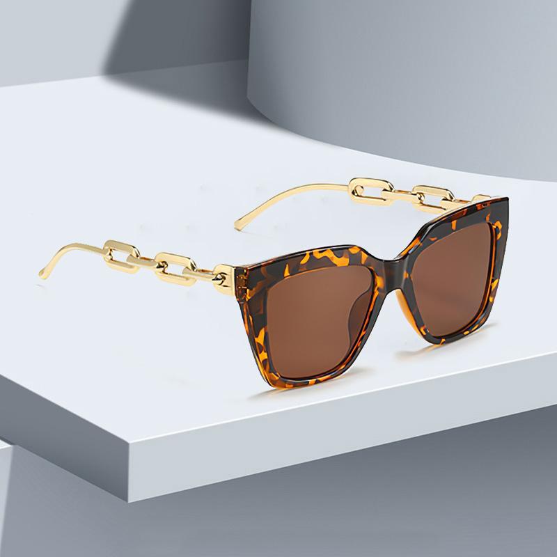 Sunglasses For Women Fashionable Unique Frame Golden Chain Sunglasses Exquisite Temple Frames Retro Frame Women Glasses