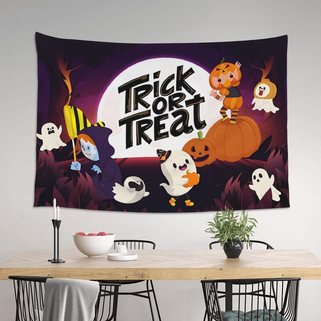 Halloween Trick Or Treat Print Tapestry Wall Hanging Blanket Tapestry Home Decor Items Wall Decorations