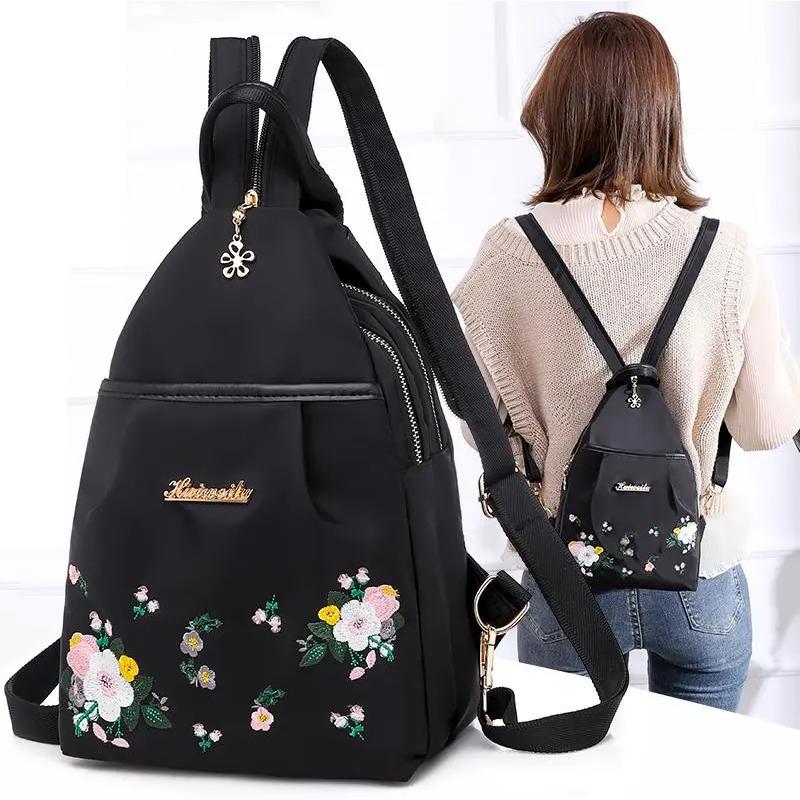 Fashion Oxford Backpack Multifunction Crossbody Bag Large Capacity Embroidery Chest Bag Waterproof Travel Bag Pack