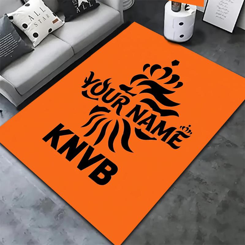 Knvb Wappen Benutzerdefinierter Name Teppich Teppich für Wohnzimmer Schlafzimmer Zuhause Sofa Dekoration Kinder Spielen Rutschfeste Fußmatte