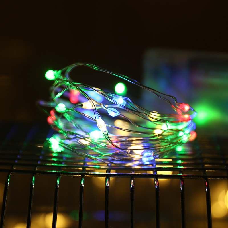 LED Copper Wire String Lights - CR2032 Battery, Gift Box with Baby's Breath and Colored Decorative Lights