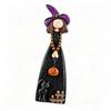 Pumpkin Accent Halloween Witch Figurine Wooden Material Halloween Witch Ornament  Tabletop Use