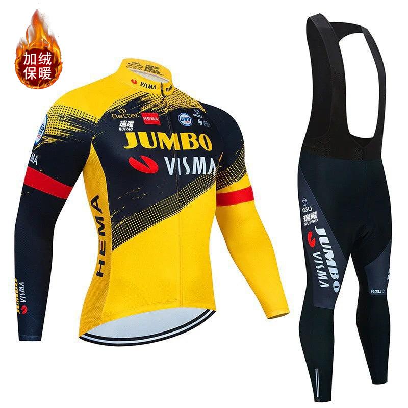 Costum de Ciclism Sportiv Nou de Toamnă și Iarnă, Cald, din Catifea, cu Mânecă Lungă, Rezistent la Vânt și Apă, pentru Bicicletă Sportivă, Bicicletă de Munte